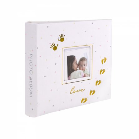 Фотоальбом, Alingar, 22 х 22,5 х 5 см, "Mom and baby", 52 листа, белый, для 208 фото формата 10х15 см, дизайн ладошки, поля для текста, картон. коробк фото 1