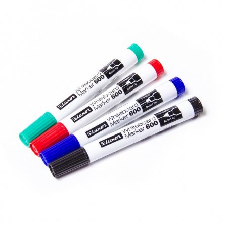 Набор маркеров для досок, 4 цвета, Luxor, пулевидный, 1-3 мм фото 2