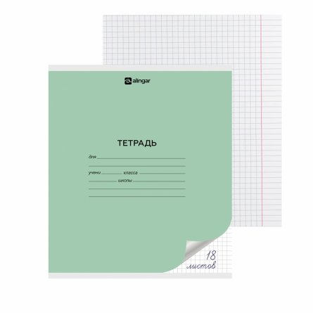 Тетрадь 18л., клетка, Alingar, скрепка, блок офсет, 100% белизна, мелованный картон (стандарт), "Микс пастель", 5 дизайнов в пленке т/у фото 2