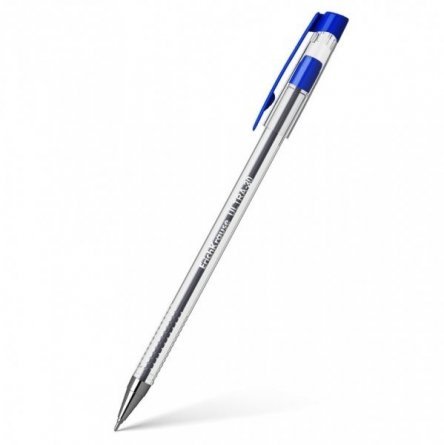 Ручка шариковая Erich Krause "Ultra-20", 0,7 мм, синяя, металлизированный наконечник, грип, круглый, прозрачный, пластиковый корпус, в уп. 4 шт, пакет фото 2