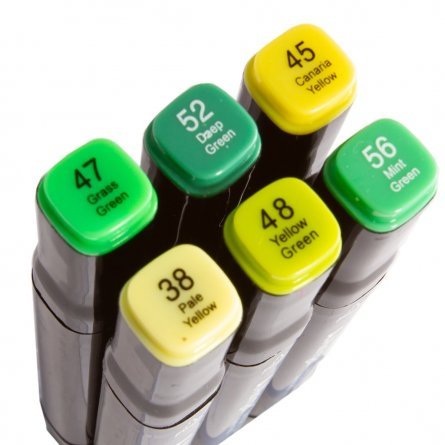 Набор двухсторонних скетчмаркеров Alingar, 6 цветов, зеленые, пулевидный/клиновидный 1-6 мм, спиртовая основа, ПВХ упаковка фото 2