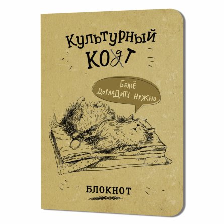 Блокнот 120 х170 мм, скрепка, Контэнт-Канц, ламин. картон, выб-лак, 32 л., дизайн. вн. блок в клетку, "Культурный кот. Белье догладь" фото 1