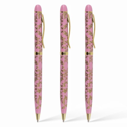 Набор шариковых ручек Alingar, "Beautiful design", 1,0 мм, синяя, поворотный механизм, круглый, цветной, розовый пластиковый корпус, 3 шт/уп фото 1