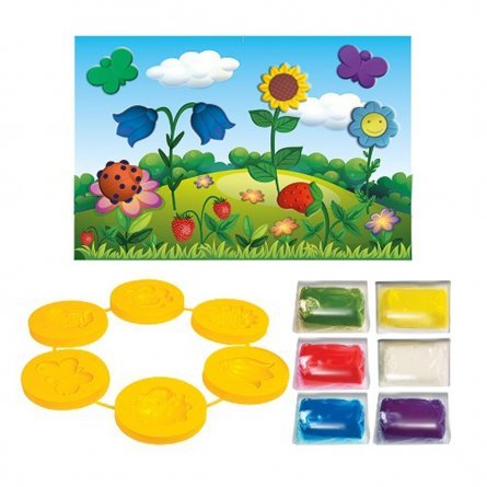 Набор тесто для лепки Луч, 6 цветов, с формочками, картонная упаковка, "Цветы" фото 2