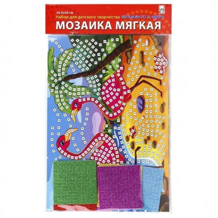 Мозаика мягкая Рыжий кот, А4, пакет с европодвесом, "Фламинго у моря" фото 1