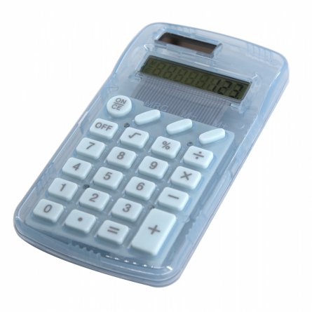 Калькулятор Alingar 8 разрядов, 110*70*10 мм, двойное питание, голубой, батарея в комплекте, европодвес фото 2