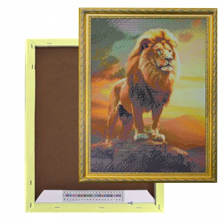 Алмазная мозаика Alingar, на подрамнике, с полным заполнением, (глянц), 40х50 см, 26 цветов, "Царь зверей" фото 1