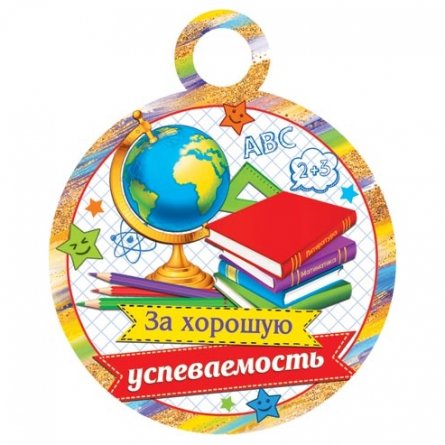 Медаль "За хорошую успеваемость", 100 мм * 100 мм, глобус, книги фото 1