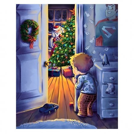 Картина по номерам Рыжий кот, 40х50 см, с акриловыми красками, холст, "Дед мороз существует" фото 1