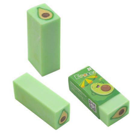 Ластик Yalong, синтетический каучук, прямоугольный, зеленый, 50*20*15 мм, картонная уп., "Авокадо" фото 2