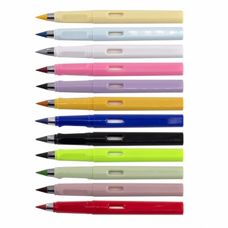 Карандаши цветные вечные Alingar 12 цв., "Infinity" с ластиком, круглый, цветной, пластиковый корпус, заточенные, толщина линии 0,5 мм, ПВХ упаковка фото 2