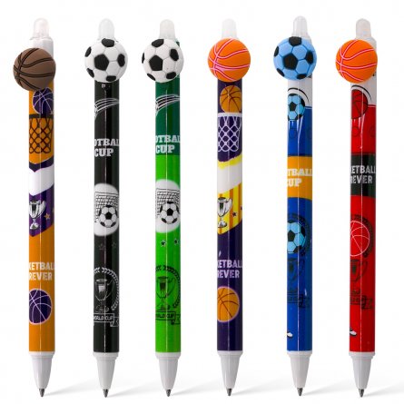 Ручка гелевая пиши-стирай, автоматическая Alingar, "Мячики", 0,5 мм, синяя, пулевид. наконечник, круглый цветной, пластик. корпус, 36 шт/уп, карт. уп. фото 1