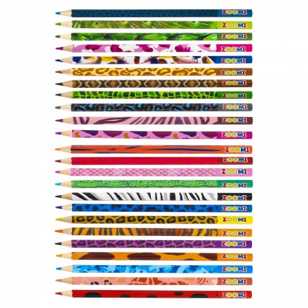 Карандаши цветные Zoomi 24 цв., "ZOO. Джунгли" деревянные, шестигранные, заточенные, дизайн на корпусе, грифель 3.0 мм, картон. уп., европодвес фото 3