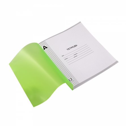 Тетрадь 12л., клетка, обложка цветной  пластик, Alingar, скрепка, блок офсет, 100% белизна, "Neon Зелёный" фото 2