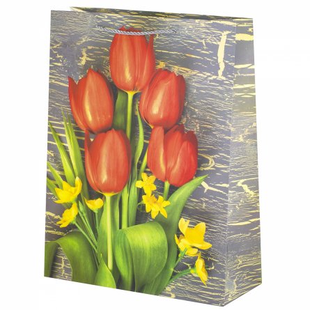 Пакет подарочный бумажный Alingar, (М) 18х24х8,5 см, вертикальный, "Нежные букеты". мат. ламинация, ассорти фото 4