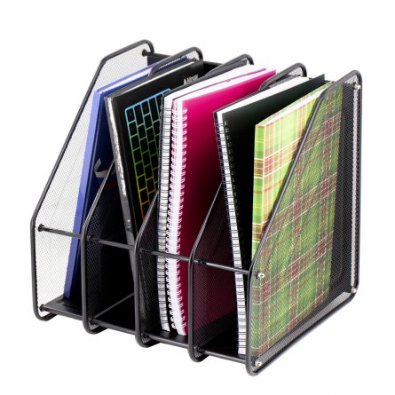 Лоток для бумаг вертикальный, сборный, секционный Alingar, 4 отделения, металл, черный фото 1