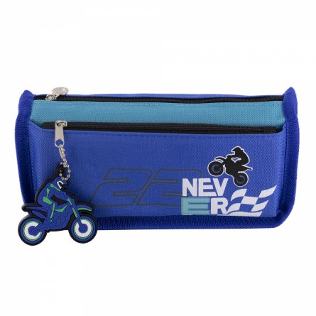 Пенал - косметичка Alingar, ПВХ, молния, боковой карман, брелок, 190 х 80 х 35 мм, "NEVER GIVE UP", микс (черный, серый, синий), мотоцикл, европодвес фото 4