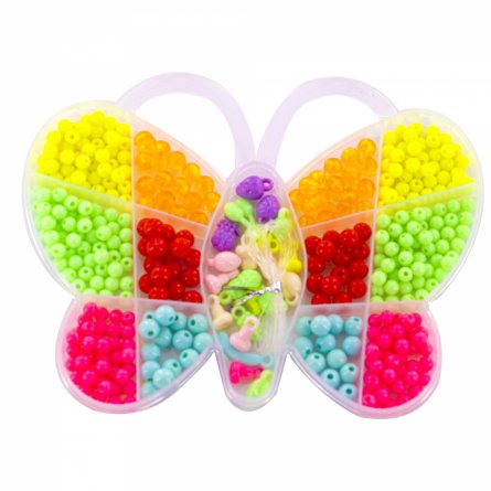 Набор для создания украшений-бусины Alingar, 145х185х20 мм, "Butterfly", 3 вида бусин, подвески, 1х1,8 м леска, пластик.пенал фото 1