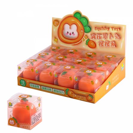 Мялка-антистресс "Кролик в морковке",  индивидуальная упаковка, 12 шт. в картонной упаковке фото 3