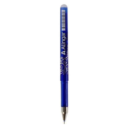 Ручка гелевая пиши-стирай Alingar "Серебряный узор" 0,5 мм, синяя, игольчатый наконечник, грип, круглый цветной пластиковый корпус, картонная упаковка фото 3