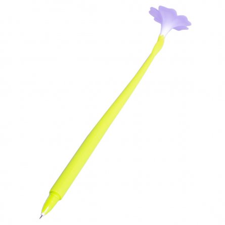Ручка гелевая Alingar "Цветок", 0,5 мм, синяя, игольчатый наконечник, круглый цветной soft корпус фото 3