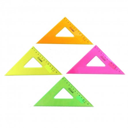 Треугольник СТАММ, 12 см, пластиковый, 45?, цвета ассорти, флуоресцентные фото 1