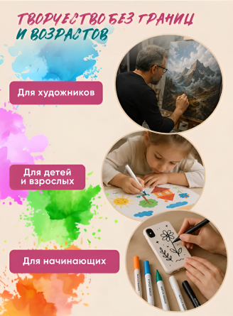 Маркеры акриловые, Alingar, 36 цв., трехгранный корпус, пластиковый кейс фото 6