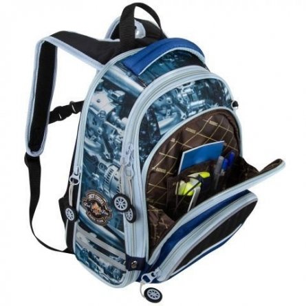 Рюкзак Across, школьный,  с мешком д/обуви, синий, 29х37х15 см фото 4