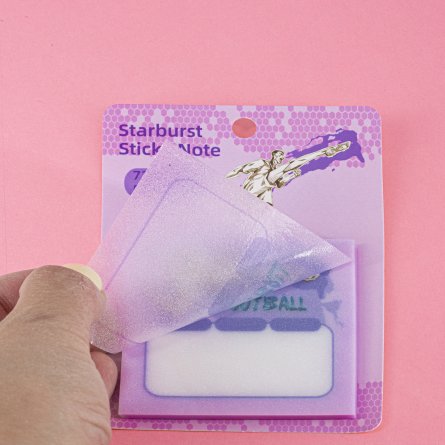 Прозрачные стикеры для заметок с клеевым краем, Alingar, 73 х 73 мм, 50 л., покрытие starlight touch, "Football", сиреневый, водонепрониц., европодвес фото 2