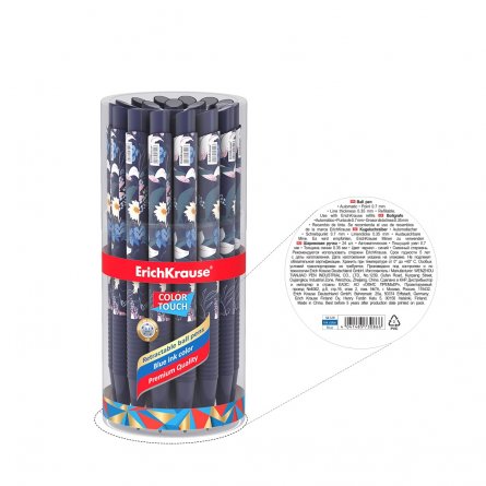 Ручка шариковая автоматическая Erich Krause "ColorTouch Matic&Grip Lily ",0,7 мм,синяя,непрозр. пластик. кругл.корпус, резин.грип фото 3