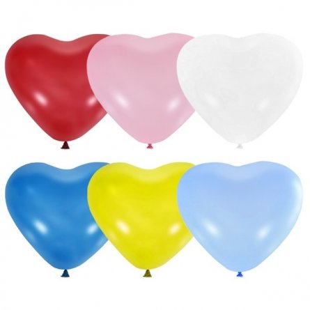 Воздушные шары М10"/25см "Сердце" Пастель ассорти 8-ми цветное, 50 шт. шар латекс фото 1