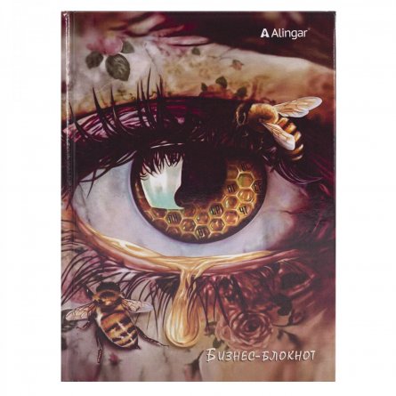 Бизнес-блокнот 80 л., А5, Alingar, 7БЦ, "Медовый взгляд", клетка, ламинация фото 1