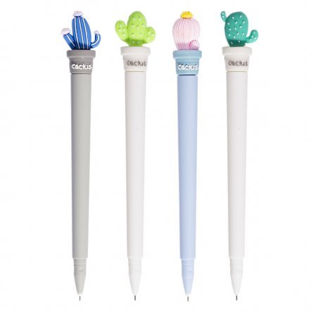 Ручка гелевая Alingar "Кактус", 0,5 мм, синяя, игольчатый наконечник, круглый, цветной, пластиковый корпус, картонная упаковка фото 2