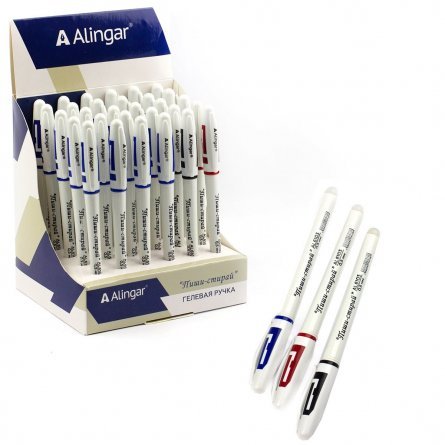 Ручка гелевая пиши-стирай Alingar, 0,5 мм, ассорти (20шт-синяя, 5шт-красная, 5 шт-черная), круглый, белый, пластиковый корпус, картонная упаковка фото 1