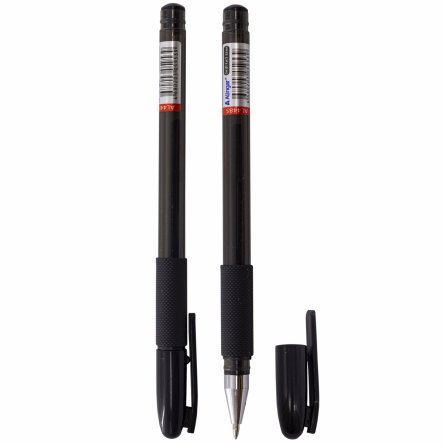 Ручка гелевая Alingar, "SOFT GEL", 0,6 мм, черная, металлизированный наконечник, резиновый грип, круглый, прозрачный, пластиковый корпус, в уп. 12 шт. фото 2