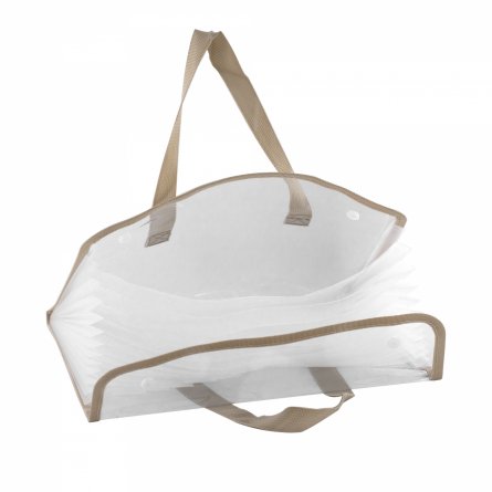 Папка-картотека с ручками Alingar, A4, 260х330 мм, 470 мкм, горизонтальная, на кнопках, 13 отделений, прозрачная, глянец, бежевый цвет фото 2