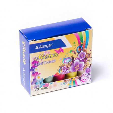 Набор школьных цветных мелков Alingar, 10 цветов, круглый, картонная упаковка, "Цветочный узор" фото 1