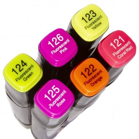 Набор двухсторонних скетчмаркеров Alingar, 6 цветов, флюоресцентные, пулевидный/клиновидный 1-6 мм, спиртовая основа, ПВХ упаковка фото 4