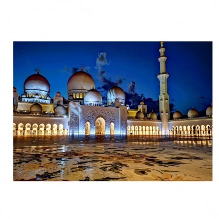 Алмазная мозаика Alingar, на подрамнике, с полным заполнением, (матов.), 20х30 см, 20 цветов, "Белая мечеть Абу-Даби" фото 1