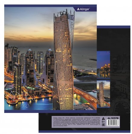 Тетрадь 48л., А5, линия, Alingar "Дубай", скрепка, мелованный картон (стандарт), блок офсет, 2 дизайна в пленке т/у фото 3