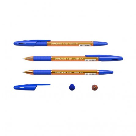 Ручка шариковая Erich Krause"R-301 Amber Stick&Grip", 0,7 мм, синяя, резинов. грип, шестигранный, оранжевый, пластиковый корпус, картонная упаковка фото 2
