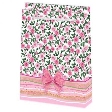 Пакет пдарочный бумажный Мир открыток (S) 11*13,7 см "Маленькие розовые розочки", ламинация фото 1