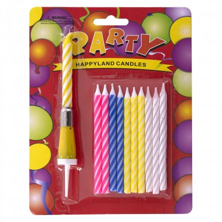 Набор свечей для торта Alingar, 14 см, 9 см - 10 шт.+ музыкальная 1 шт. - 14 см фото 2