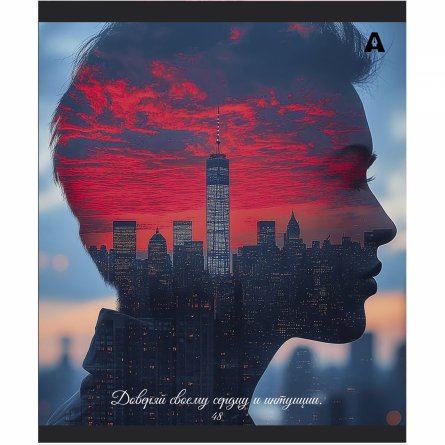 Тетрадь 48л., А5, линия, Alingar "City Style", скрепка, мелованый  картон ( стандарт), блок офсет, 5 дизайнов в пленке т/у фото 6