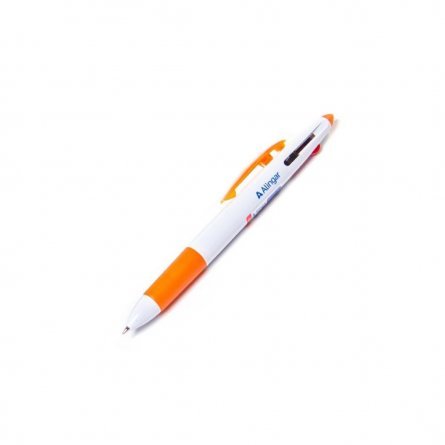 Ручка шариковая Alingar "Poly-colors", 0,1 мм, 3-х цветная, резиновый грип, автоматическая, круглый, белый, пластиковый корпус, картонная упаковка фото 3