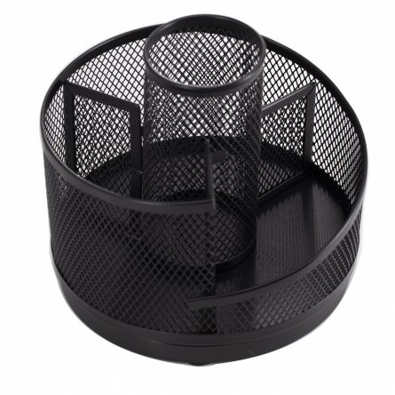 Подставка-органайзер д/канцтоваров, Alingar, металлическая,  14,2*14*13,6 см, 4 отделения, черная, вращается фото 3