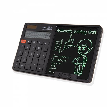 Калькулятор с графическим планшетом Alingar 12 разрядов, 245*158*15 мм, черный, выдвижная подставка, 2 стилуса, батарея АААх2 не в комплекте фото 1