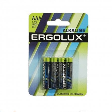 Батарейка мизинчиковая алкалиновая, Ergolux LR03 Alkaline BL-4, ААА, 1.5V, бл. 4 шт фото 1