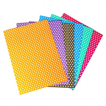 Картон цветной Апплика, А4, мелованный двусторонний с рисунком, 6 листов, 6 цветов, картонная папка, "Сердечки" фото 2