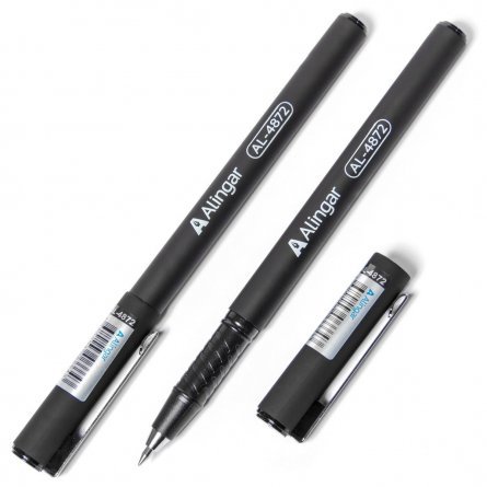 Ручка гелевая Alingar, 0,5 мм, черная, металлизированный наконечник, soft корпус, пластиковый, в уп. 12 шт., картонная упаковка фото 1